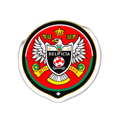 Sticker de un balón de fútbol con los colores y escudo de Benfica