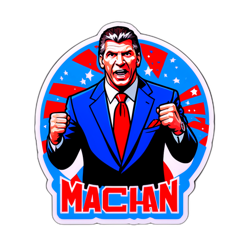 Diseño de sticker de Vince McMahon en el ring de lucha