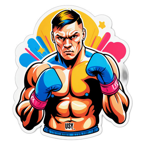 Sticker boxer Usyk flexându-și mușchii