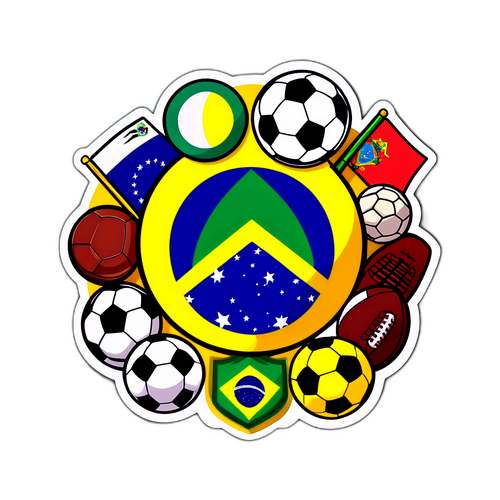 A adesão ao futebol brasileiro com a bola e a bandeira do Brasil