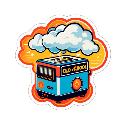 Ρετρό Αυτοκόλλητο με Ατμομηχανή