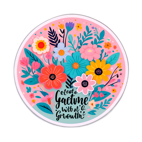 Stiker Bunga dengan Kutipan Motivasi