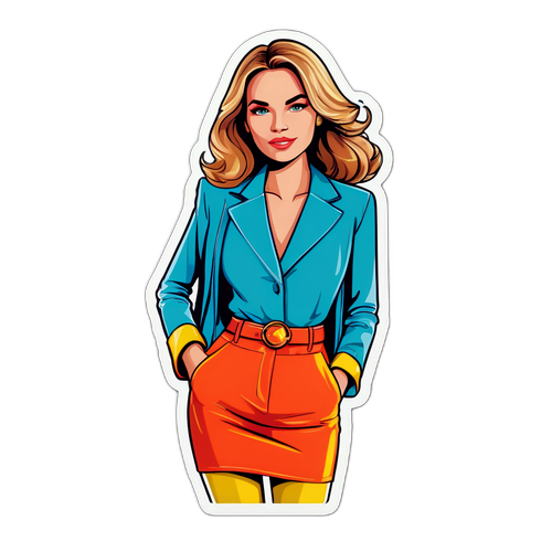 Kleurrijke sticker van een stijlvolle vrouw