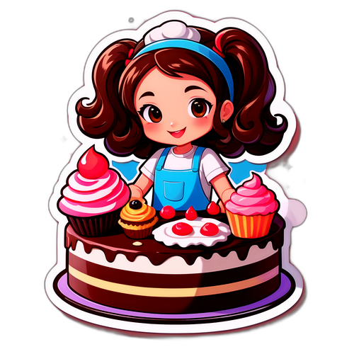 Sticker de Maru Botana con un pastel gigante