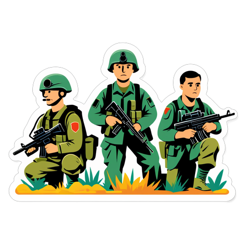 Иллюстрация солдат и техники