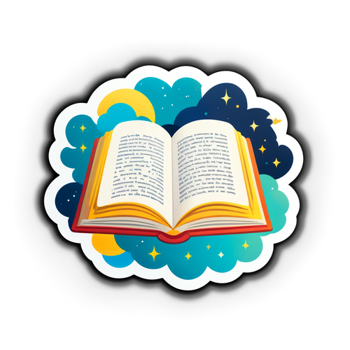 Autocollant de livres ouverts avec des citations inspirantes