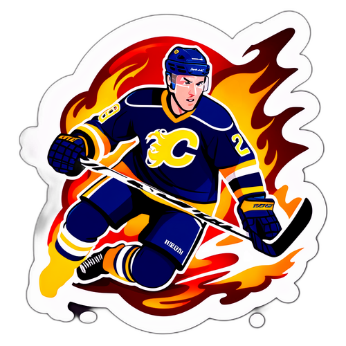 En dynamisk skildring av Brock Nelson i ett målskott