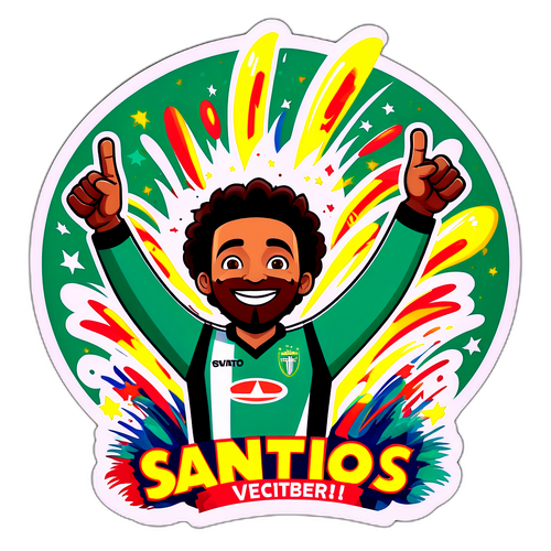 Arte gráfica celebrando a vitória do Santos em um campeonato