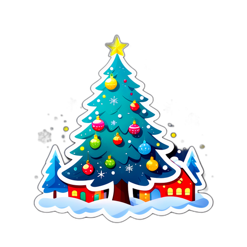 Чудесная рождественская елка с яркими игрушками и сверкающими огоньками