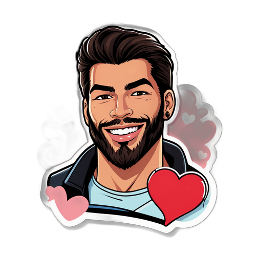 Adesivo di Can Yaman con cuori