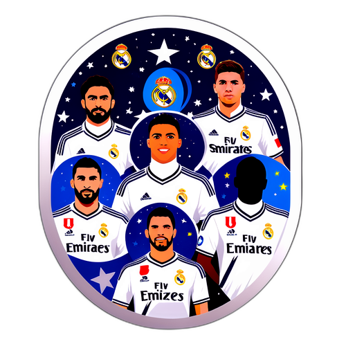 Наклейка з зображеннями зірок Реала на фоні зоряного неба