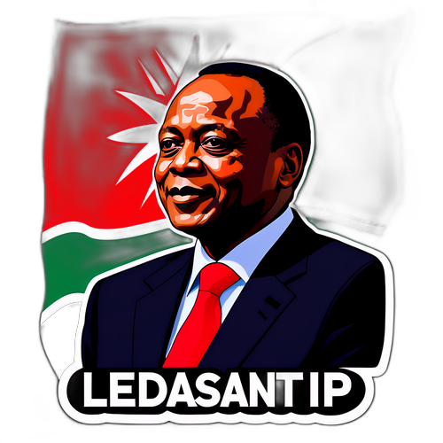 Silhouette ya Uhuru Kenyatta dhidi ya Bendera ya Kenya