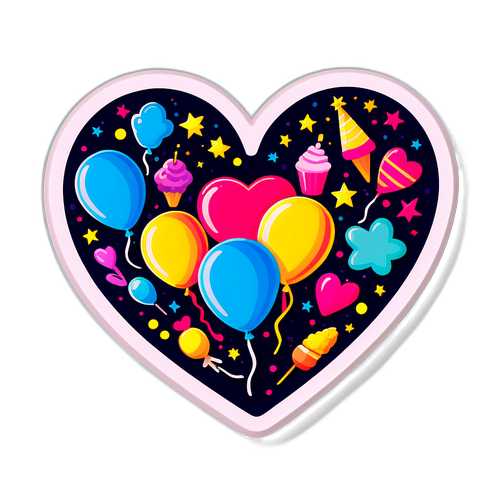 Coração Festivo com Elementos de Festa