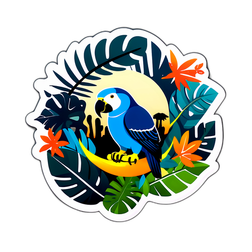 Amazon Logo met Tropische Bladeren en Dieren
