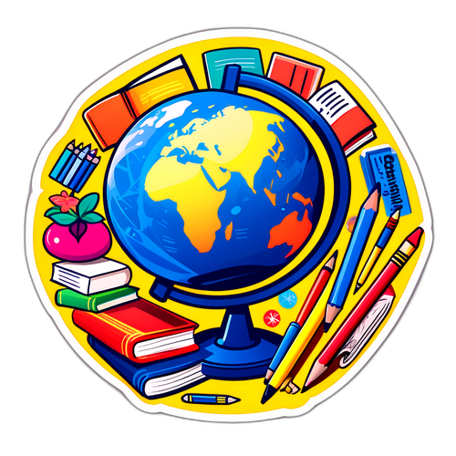 Educational Sticker Featuring School Supplies