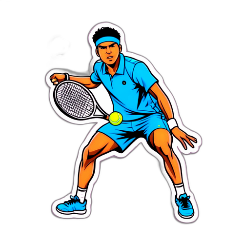 Sportlicher Aufkleber von Carlos Alcaraz im Tennis-Outfit