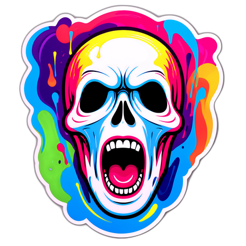 Skrik-tema klistremerke med abstrakt ansikt