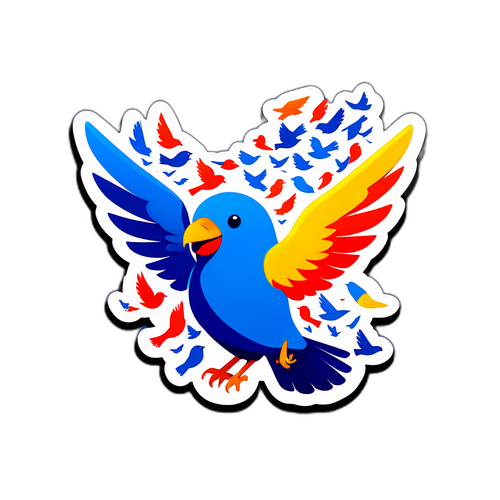 Stiker Kreatif Logo Twitter Menjadi Kumpulan Burung Terbang