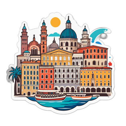 Adesivo Colorato dei Monumenti Famosi di Genova