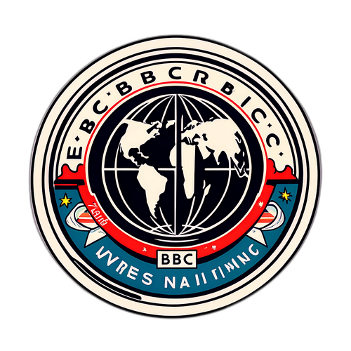 BBC logo és mottó vintage stílusú matricán