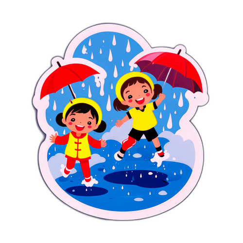 बारिश के मौसम के लिए उत्सव का स्टिकर