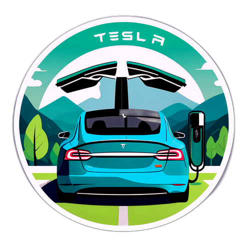 Sleek Tesla Charging at Scenic Station