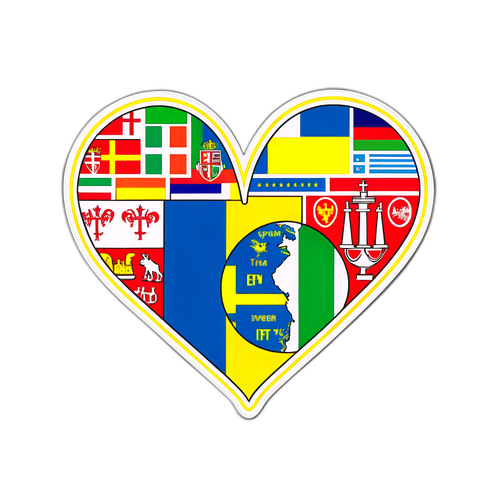 Дизайн с флагами Швеции и Италии в форме сердца