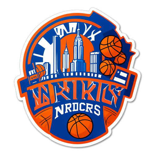 Sticker ng Knicks na may Temang Basketball at Iconic na Imahen ng New York