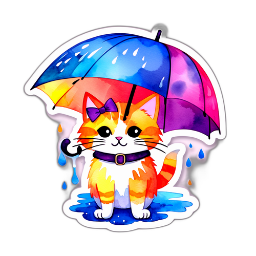 Yağmurlu Gün Sembolü: Şemsiye Altındaki Kedi