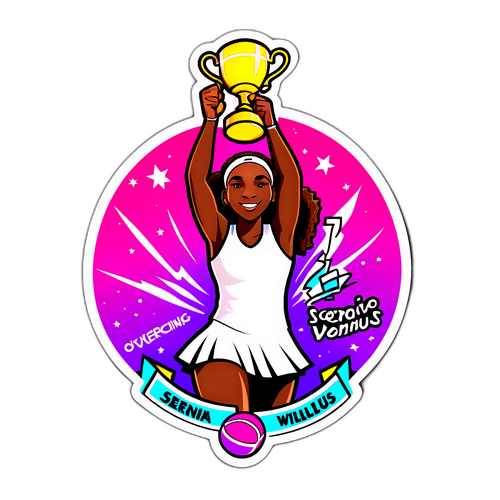 Jugadora de tenis levantando un trofeo