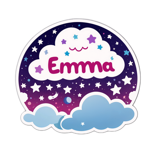Adesivo 'Emma' con nuvole e stelle