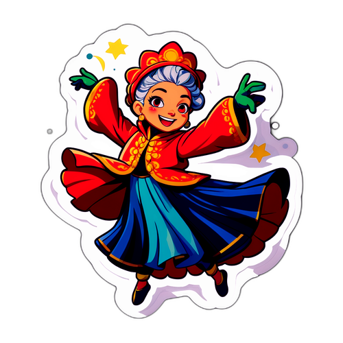 優雅に踊るトニ衣装のキャラクターのステッカー