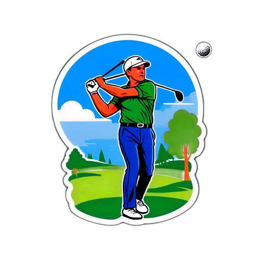 Sportig klistermärke med golfspelare i aktion