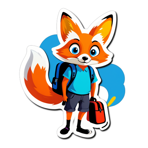 小狐狸背著書包上學