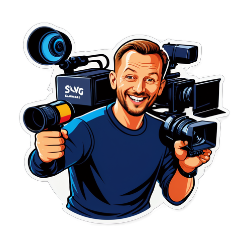 Energetyczny Tomasz Kammel w studiu telewizyjnym