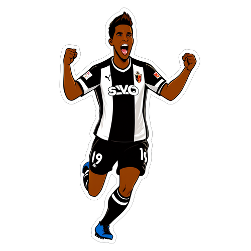 Desenho de jogador do Vasco comemorando um gol