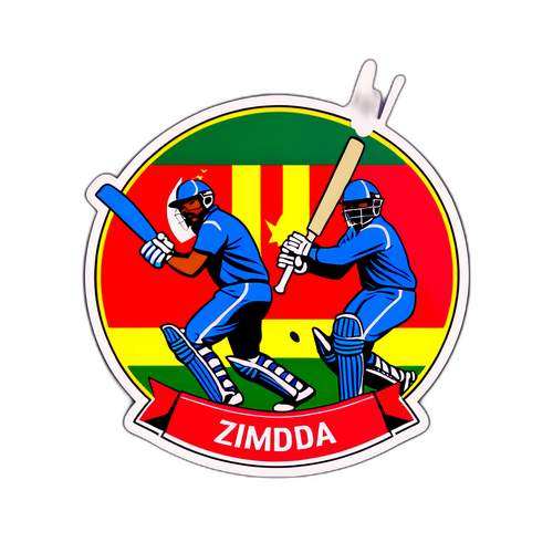 מדבקת קריקט שמראה את היריבות העזה בין הודו וזימבבואה