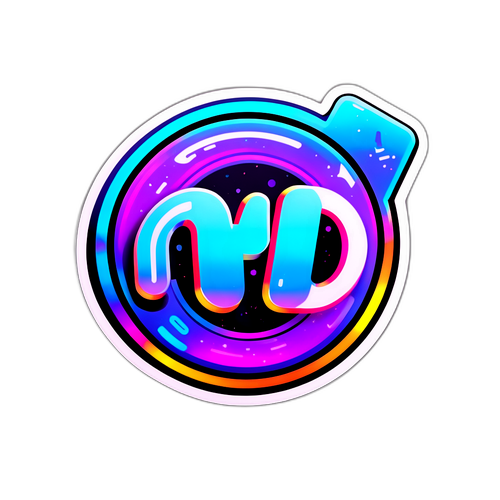 Hologrammi 'op' -tarra futuristisessa fontissa