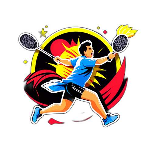 バドミントンのスリルを表現するステッカー