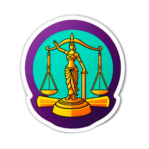 ס sticker של אשה עם מאזן צדק