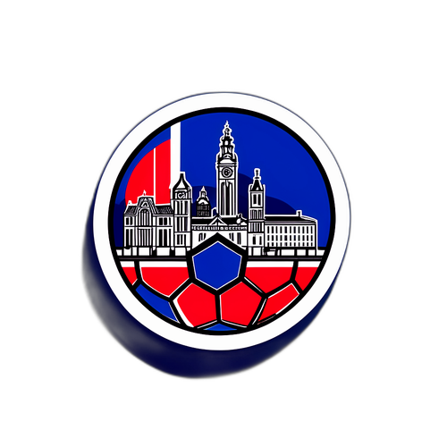 Stiker Minimalis Skyline Lille dengan Bola Sepak