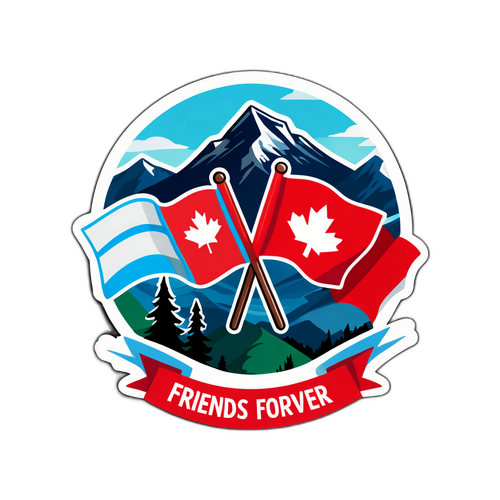 Стикер с флагами Канады и Швейцарии на фоне гор