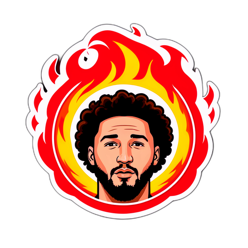 Composition de Klay Thompson entouré de flammes