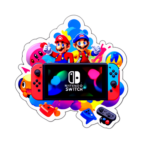Adesivo Nintendo Switch 2 con Personaggi dei Controllori