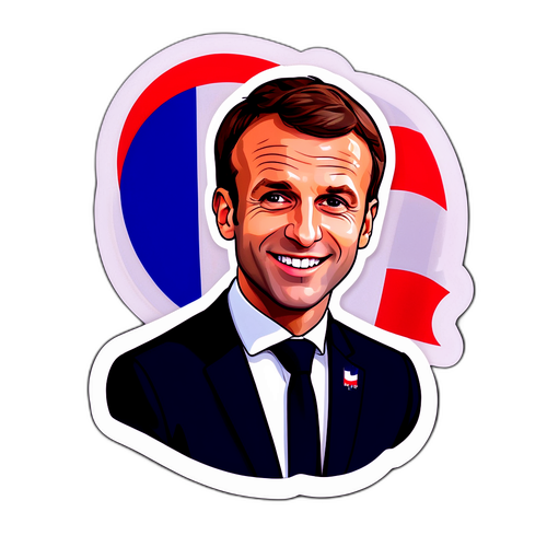 Emmanuel Macron met vrolijke emoji en Franse vlag