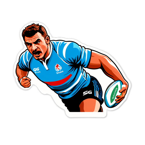 Sticker de Cyprien Sarrazin sur un terrain de rugby