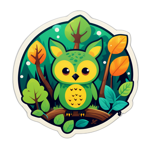 환경 보호 메시지를 전달하는 숲 속 생물에서 영감을 받은 스티커
