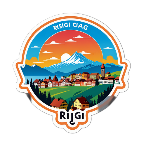 Widok Rigi z zachodem słońca