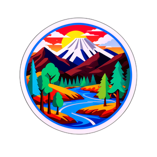 Kunstnerisk klistremerke av Georgia med ikoniske landemerker