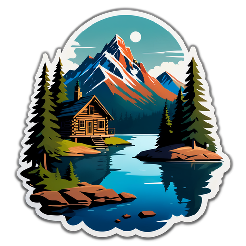 Rustic Mountain Cabin Sticker
